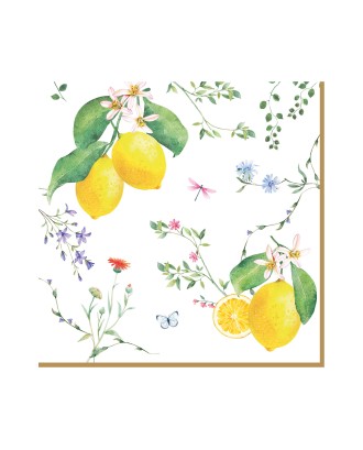 Servetele de masa, 20 buc, 33x33 cm, Fleurs Citrons - SIMONA'S COOKSHOP